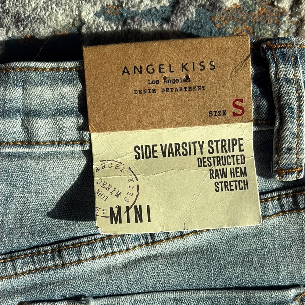 Angel Kiss women’s  Denim Mini Skirt with Red Accents size Small New with tags - Picture 4 of 6